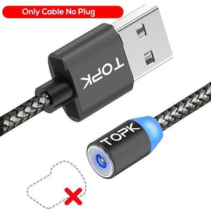 Planet Gates China / Only Cable No Plug / 2m TOPK R-Line1 LED Magnetic Micro USB Cable ,Upgraded Reflective Nylon Braided Magnetic Charger USB Cable for Micro USB Port Phone