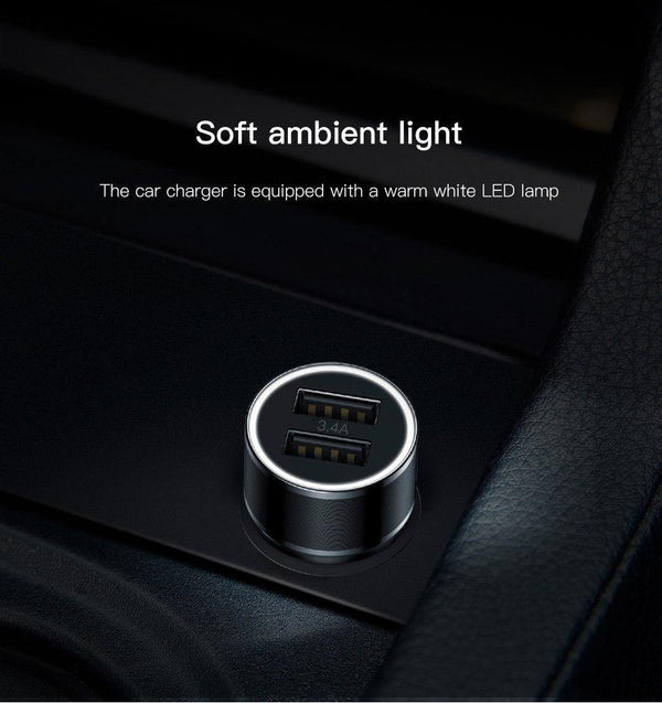 Baseus 3.4A Car Charger for iPhone Samsung Xiaomi Dual USB Mobile Phone Charger for Auto Tablet Travel Adapter Car Phone Charger - Planet Gates
