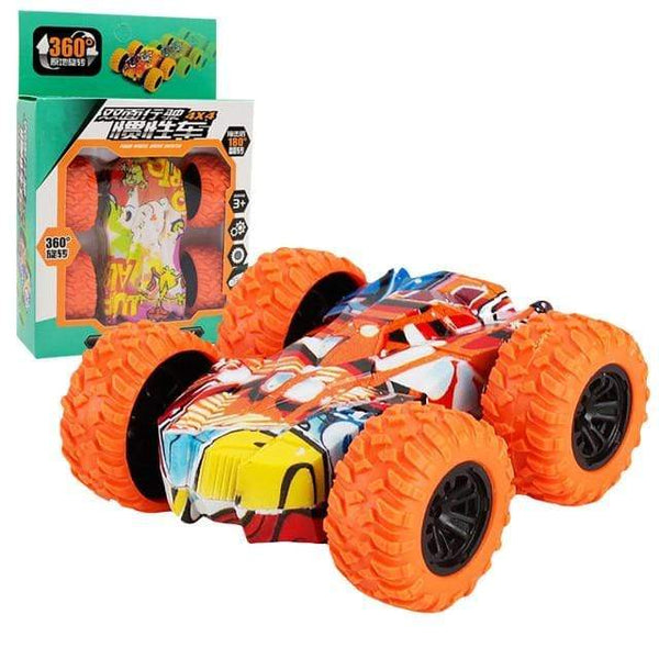 Planet Gates China / Orange with box Friction Car Double-sided Graffiti Stunt Car 4wd Off-road Car Model Vehicle Children's Toy Die-casting Pull Back Racing Car