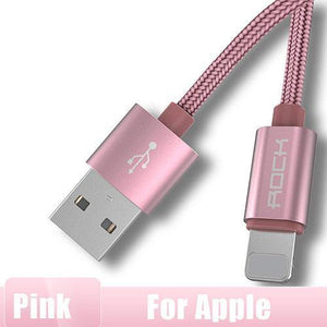 Planet Gates China / Pink / 100 cm ROCK USB Cable for iPhone Cable 2018 XS MAX XR X 8 7 6 Plus 6S 5S plus iPad mini Fast Charging Cables Mobile Phone Charger Cord