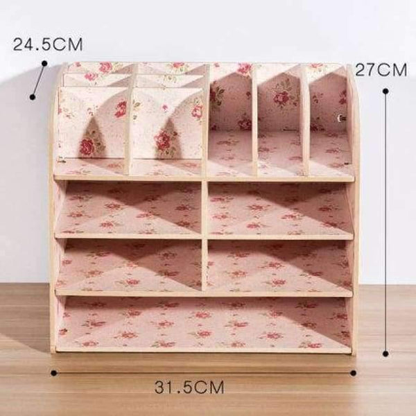 Planet Gates China / Pink Flower Office Organizer Wooden Office Desk Sets Desk File Organizer Multifunctional Office Desk Accessories Document Storage Box