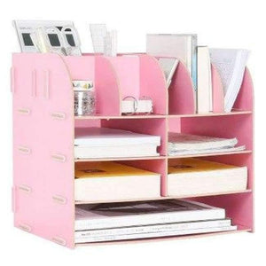 Planet Gates China / Pink Office Desk Sets Multifunctional Desk Organizer Desk Accessories File Cabinet Rack Wooden Book Document Storage Box