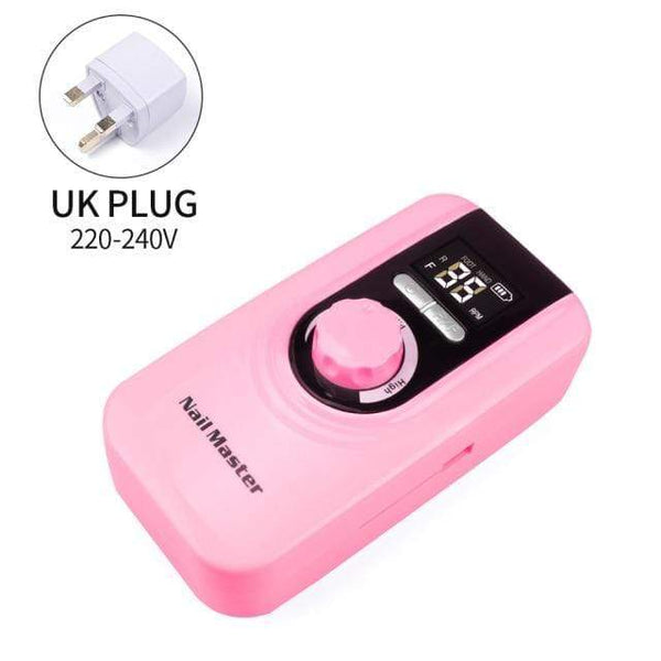 Planet Gates China / Pink UK Plug 25W Multi-function 35000RPM Rechargeable Portable Strong Polishing Electric Nail Drill Machine Manicure Pedicure Set Nail Tools