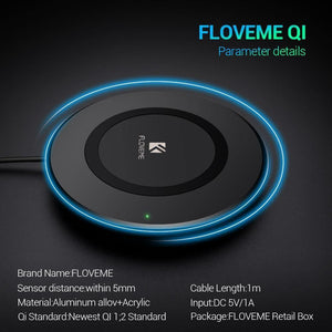 Planet Gates China / Pure White FLOVEME Qi Wireless Charger For iPhone 8 X 10 8 For Samsung Galaxy S8 S8 Plus Note 8 9 S6 S7 Edge S10 S10 Plus Charging Pad Dock