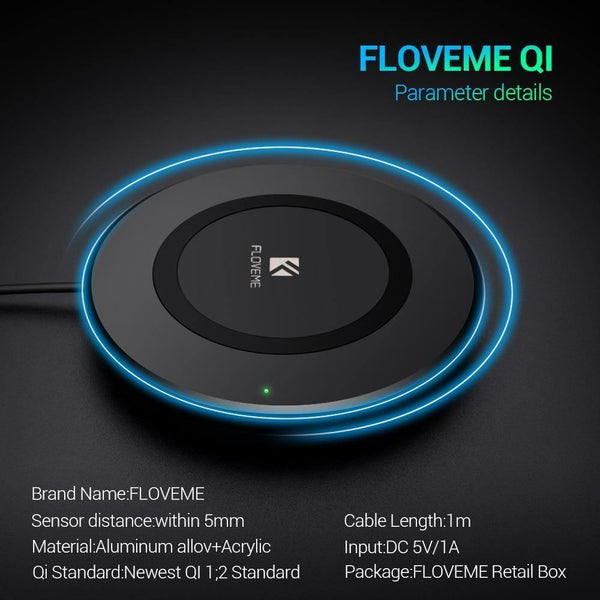 Planet Gates China / Pure White FLOVEME Qi Wireless Charger For iPhone 8 X 10 8 For Samsung Galaxy S8 S8 Plus Note 8 9 S6 S7 Edge S10 S10 Plus Charging Pad Dock