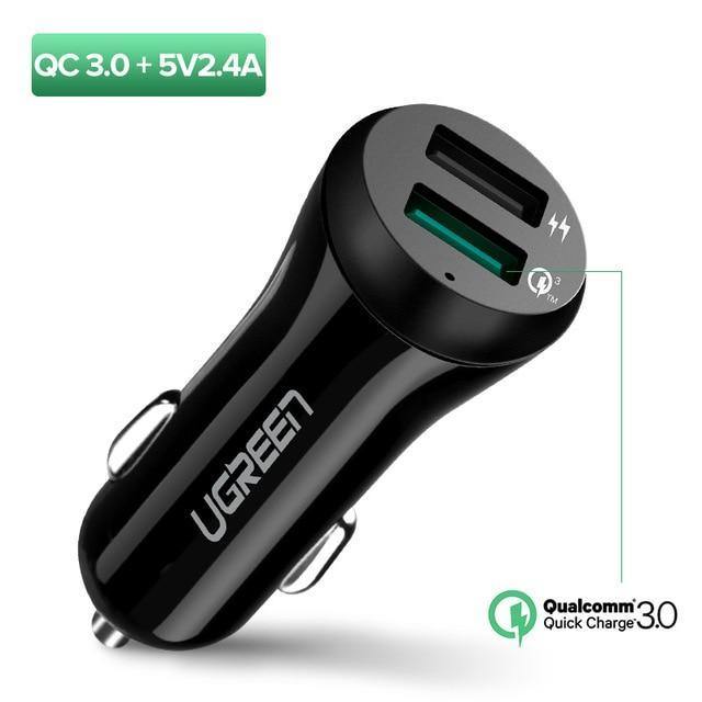 Planet Gates Ugreen Car USB Charger Quick Charge 3.0 Mobile Phone Charger Dual USB Fast QC 3.0 Car Charger for Samsung Xiaomi Tablet Charger