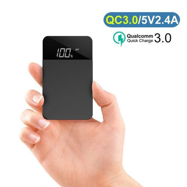 Planet Gates China / QCBlack1 ROCK Mini Power Bank 10000mAh Dual USB Ports External Battery Powerbank with Digital Display for iphone XS Xiaomi PoverBank
