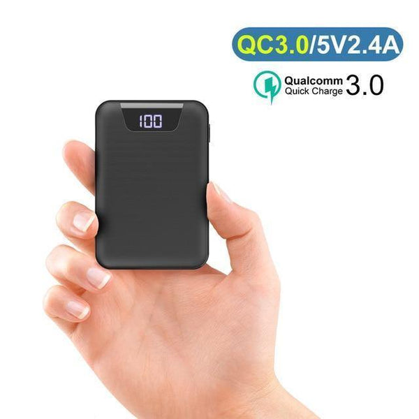 Planet Gates China / QCBlack2 ROCK Mini Power Bank 10000mAh Dual USB Ports External Battery Powerbank with Digital Display for iphone XS Xiaomi PoverBank