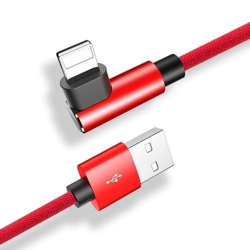 Planet Gates China / Red / 120cm ROCK L-Shape USB Mobile Phone Cable For iPhone X 8 7 6 6s Plus se 5 iPad Air Mini Fast Charging Charger Data Mobile Phone Cord
