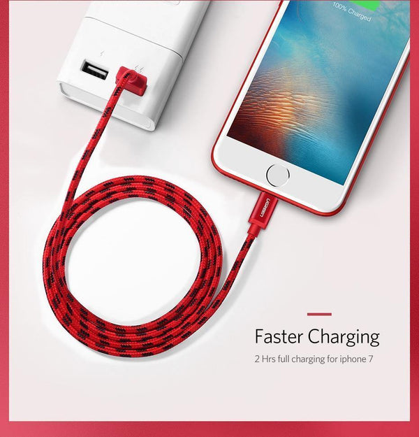 Planet Gates China / Red / 25cm Ugreen for iPhone Cable Lightning to USB Cable for iPhone 8 Xs Max XR 7 Fast Charging Cable Mobile Phone Cable USB Charger Cord