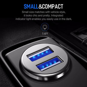Planet Gates China / Red 4.8A Rock 5V 4.8A Dual USB Car Charger for iPhone Samsung Huawei Xiaomi Mobile Phone Fast Car Phone Charger USB Travel Car-Charger