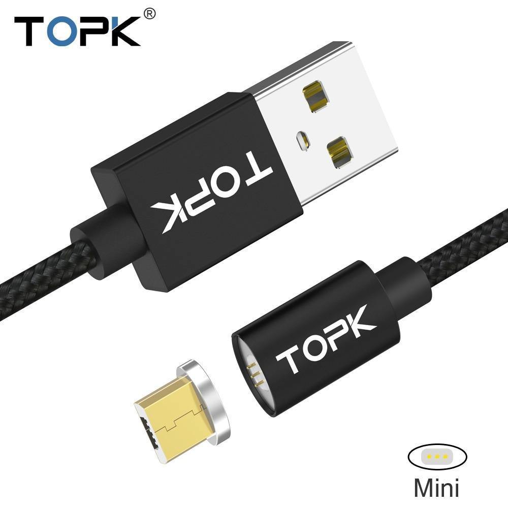 Planet Gates China / Red Cable / 1m TOPK 1M(3.3ft) FLine-Mini LED Magnetic Cable for Samsung S7 Micro USB Devices Mobile Phone Cable Magnet Charger Microusb Cable