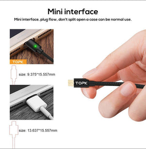 Planet Gates China / Red Cable / 1m TOPK 1M(3.3ft) FLine-Mini LED Magnetic Cable for Samsung S7 Micro USB Devices Mobile Phone Cable Magnet Charger Microusb Cable