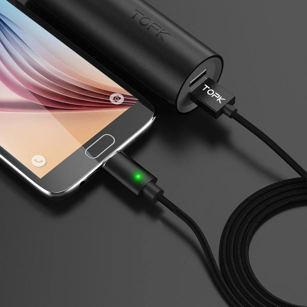 Planet Gates China / Red Cable / 1m TOPK 1M(3.3ft) FLine-Mini LED Magnetic Cable for Samsung S7 Micro USB Devices Mobile Phone Cable Magnet Charger Microusb Cable