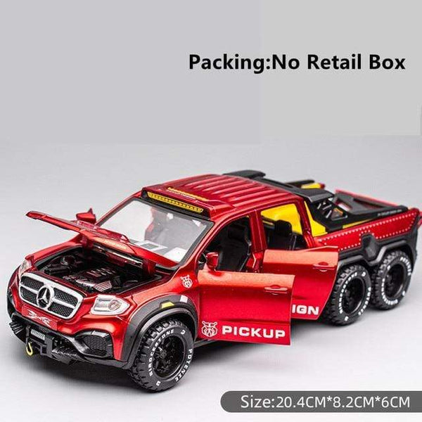 Planet Gates China / Red No Box Diecast 1:28 Big Almost Real Car Model pick-up truck sound flashing machinery pull back wheels metal Alloy toy car for kids gift