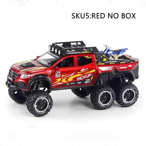 Planet Gates China / RED NO BOX Diecast 1:28 Big Almost Real Car Model pick-up truck sound flashing machinery pull back wheels metal Alloy toy car for kids gift