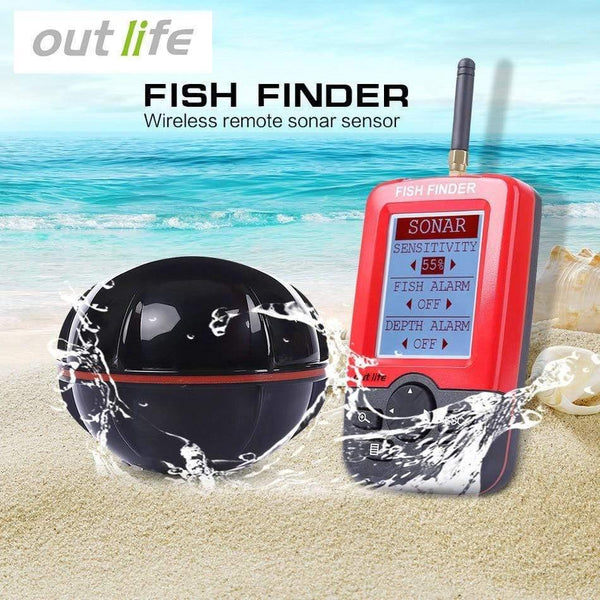 Planet Gates China / Red Portable Fishing Fish Finder Sonar Sounder Alarm Transducer Fishfinder 100M Fishing Wireless Echo With English Display