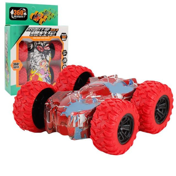 Planet Gates China / Red with box Friction Car Double-sided Graffiti Stunt Car 4wd Off-road Car Model Vehicle Children's Toy Die-casting Pull Back Racing Car