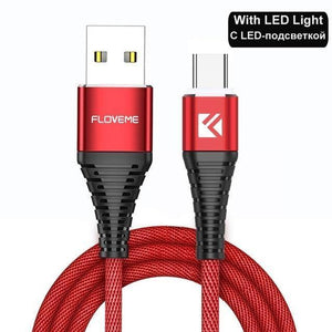 Planet Gates China / Red With LED / 1M FLOVEME LED USB Type C Cable For One Plus 6 5t Xiaomi Mi6 Mobile Phone Type-C Charger Cable For Samsung Galaxy Note 9 8 S9 USB C