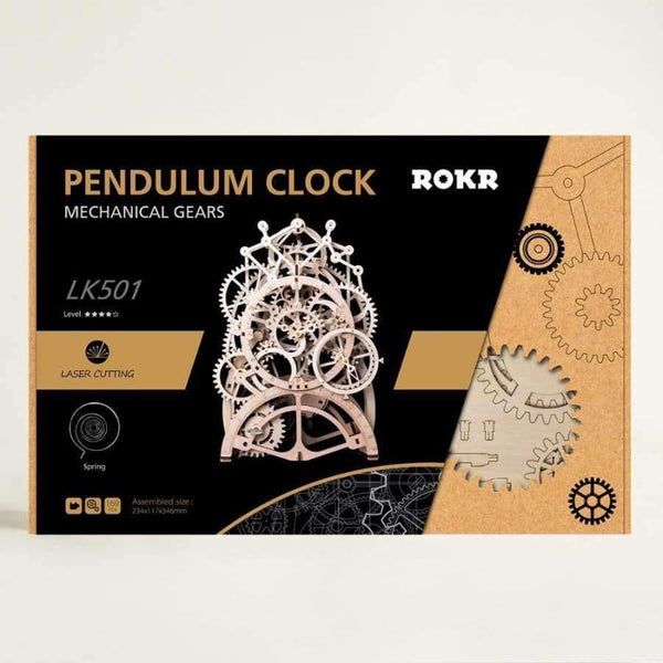 Planet Gates China Robotime DIY Gear Drive Pendulum Clock by Clockwork  3D Wooden Model Building Kits Toys Hobbies Gift for Children Adult LK501