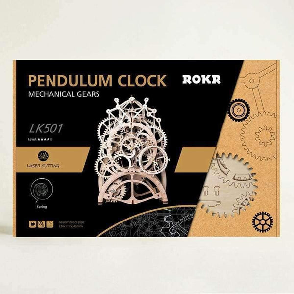 Planet Gates China Robotime DIY Gear Drive Pendulum Clock by Clockwork  3D Wooden Model Building Kits Toys Hobbies Gift for Children Adult LK501