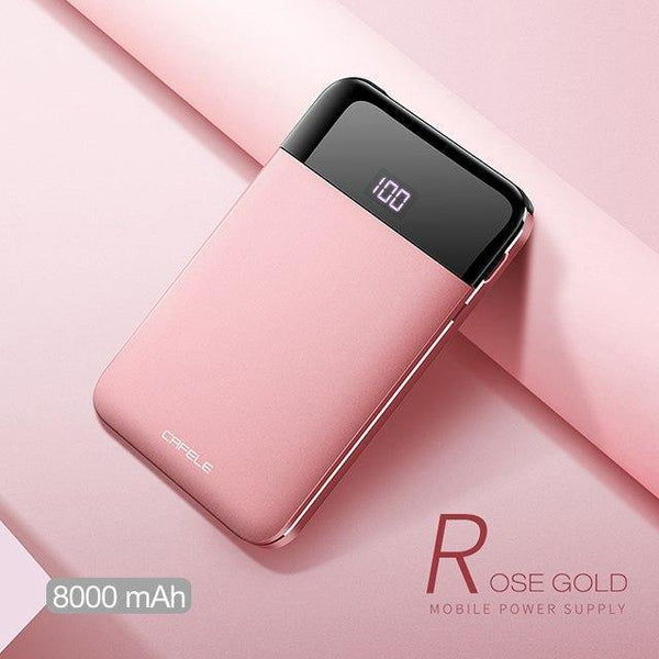 Planet Gates China / Rose gold 8000mAh CAFELE LED display Portable Power Bank Dual USB Output External Battery Charging For iphone X Xs Xr 8 samsung S9 huawei xiaomi