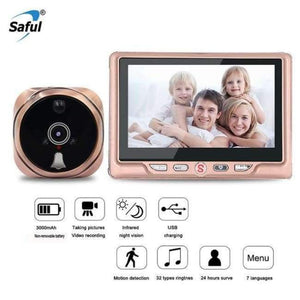 Planet Gates China / rose red Saful Digital Peephole Video Camera Door Bell Video-eye with TF Card Taking Photo Door Peephole Viewer Monitor for Home