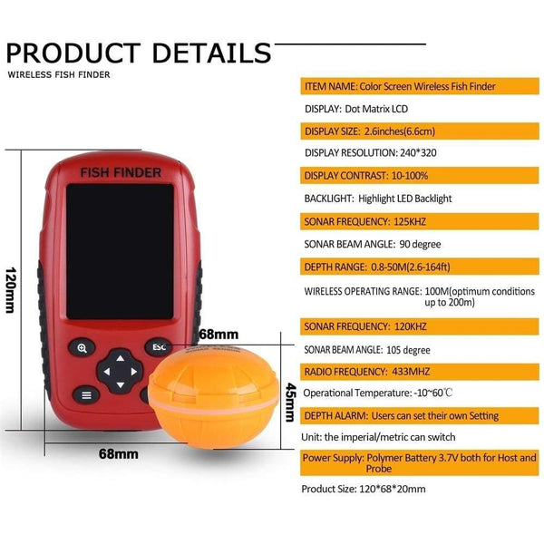 Planet Gates China Russian/English Wireless Sonar Sensor Fish Finder 0.6-40m Depth Echo Sounder for Winter Ice Fishing Tackle Fishfinder