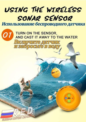 Planet Gates China Russian Version Color Screen Wireless Fish Finder Rechargeable Battery 100m Operational Range Waterproof