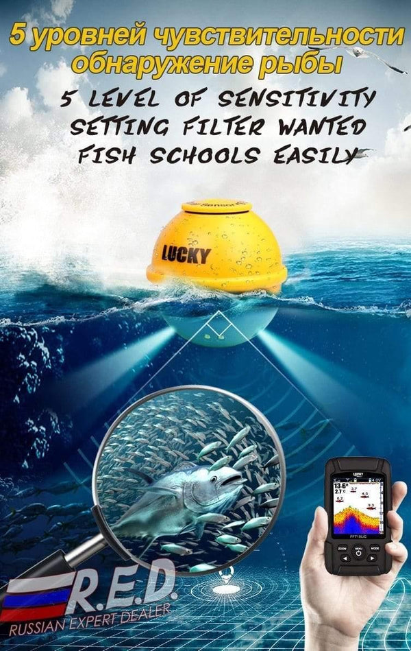 Planet Gates China Russian Version Color Screen Wireless Fish Finder Rechargeable Battery 100m Operational Range Waterproof