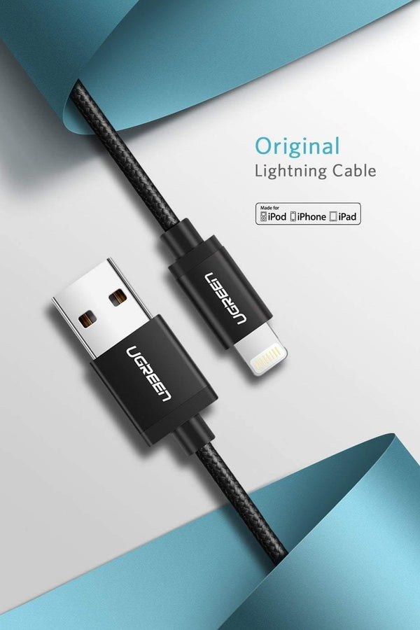 Planet Gates China / Silver / 1m Ugreen MFi USB Cable for iPhone Xs Max 7 Plus 2.4A Fast Charging Lightning Cable for iPhone 6 USB Data Cable Phone Charger Cable