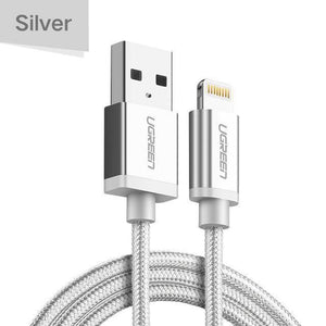 Planet Gates China / Silver / 1m Ugreen MFi USB Cable for iPhone Xs Max 7 Plus 2.4A Fast Charging Lightning Cable for iPhone 6 USB Data Cable Phone Charger Cable