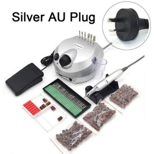 Planet Gates China / Silver AU Plug 30 15 Professional Nail Polisher Tools Nail Art File Bits Manicure Kit 35000 RPM 110V/220V Silver Electric Nail Drill Machine