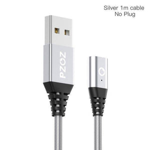 Planet Gates China / Silver Cable No Plug / 1m PZOZ Magnetic Cable Fast Charging data Phone LED USB Cables Charger For iphone Xs Max Xr X 8 7 6 plus 6s 5 5s se ipad mini cord
