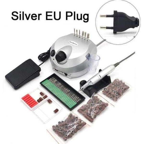 Planet Gates China / Silver EU Plug 30 15 Professional Nail Polisher Tools Nail Art File Bits Manicure Kit 35000 RPM 110V/220V Silver Electric Nail Drill Machine