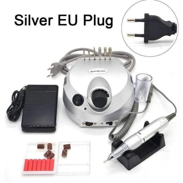 Planet Gates China / Silver EU Plug Professional Nail Polisher Tools Nail Art File Bits Manicure Kit 35000 RPM 110V/220V Silver Electric Nail Drill Machine