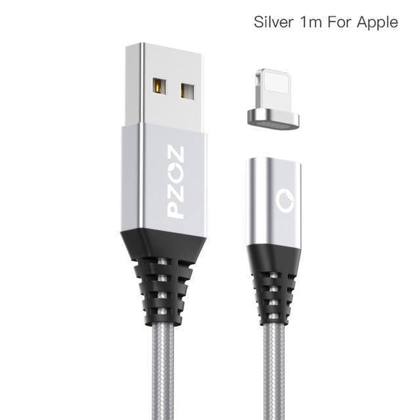Planet Gates China / Silver For Apple / 1m PZOZ Magnetic Cable Fast Charging data Phone LED USB Cables Charger For iphone Xs Max Xr X 8 7 6 plus 6s 5 5s se ipad mini cord