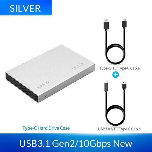 Planet Gates China / Silver HDD Case 2.5 inch SATA to USB 3.1 Type C Gen 2 Case for Samsung Seagate SSD 4TB Hard Disk Drive Box External HDD Enclosure