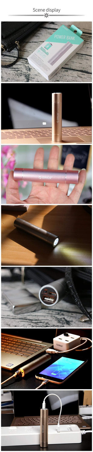Planet Gates China / Silver ORICO 2600mAh External Battery Pack 5V1.5A Aluminum Power Bank with SOS Flashlight Portable Silver/Golden/Pink
