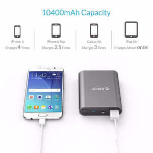 Planet Gates China / Silver ORICO Q1 QC2.0 Power Bank Aluminum 10400mAh Quick Charger 5V2A / 9V1.8A / 12V1.5A Portable and Universal