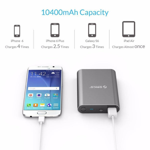 Planet Gates China / Silver ORICO Q1 QC2.0 Power Bank Aluminum 10400mAh Quick Charger 5V2A / 9V1.8A / 12V1.5A Portable and Universal