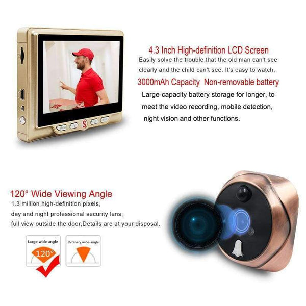 Saful Digital Peephole Video Camera Door Bell Video-Eye With Tf Card Taking Photo Door Peephole Viewer Monitor For Home
