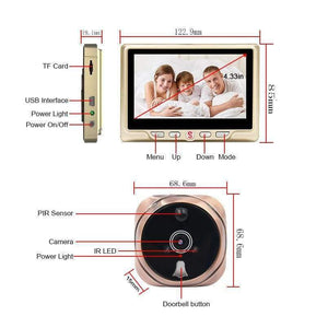 Saful Digital Peephole Video Camera Door Bell Video-eye with TF Card Taking Photo Door Peephole Viewer Monitor for Home