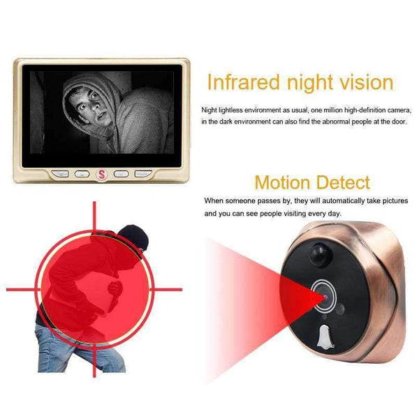 Planet Gates China / silver Saful Digital Peephole Video Camera Door Bell Video-eye with TF Card Taking Photo Door Peephole Viewer Monitor for Home