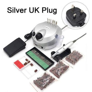 Planet Gates China / Silver UK Plug 30 15 Professional Nail Polisher Tools Nail Art File Bits Manicure Kit 35000 RPM 110V/220V Silver Electric Nail Drill Machine