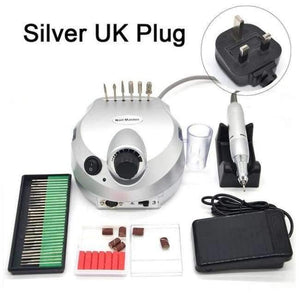 Planet Gates China / Silver UK Plug 30 Professional Nail Polisher Tools Nail Art File Bits Manicure Kit 35000 RPM 110V/220V Silver Electric Nail Drill Machine