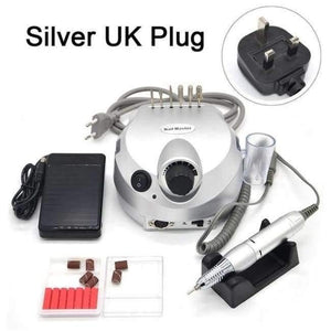Planet Gates China / Silver UK Plug Professional Nail Polisher Tools Nail Art File Bits Manicure Kit 35000 RPM 110V/220V Silver Electric Nail Drill Machine