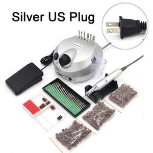 Planet Gates China / Silver US Plug 30 15 Professional Nail Polisher Tools Nail Art File Bits Manicure Kit 35000 RPM 110V/220V Silver Electric Nail Drill Machine