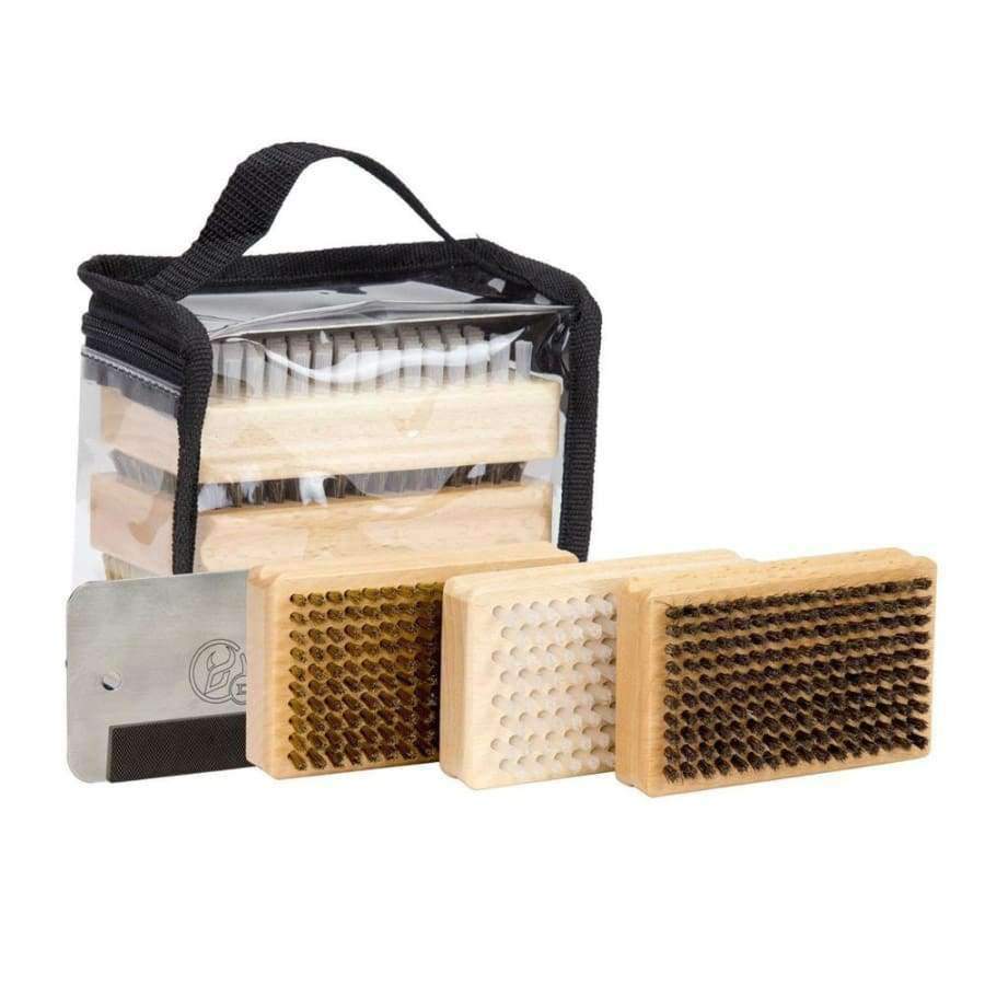 Ski Snowboard Wax Brush Kit -Plus Includes Nylon / Brass / Horsehair Brush Metal Scraper And Edge File With A Pvc Bag