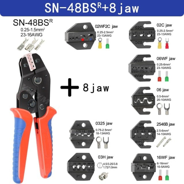 Planet Gates China / SN-48BS 8 jaw Crimping Pliers Set SN-48BS(=SN-48B+SN-28B) Jaw Kit for 2.8 4.8 6.3 VH3.96/Tube/Insulation Terminals Electrical Clamp Min Tools